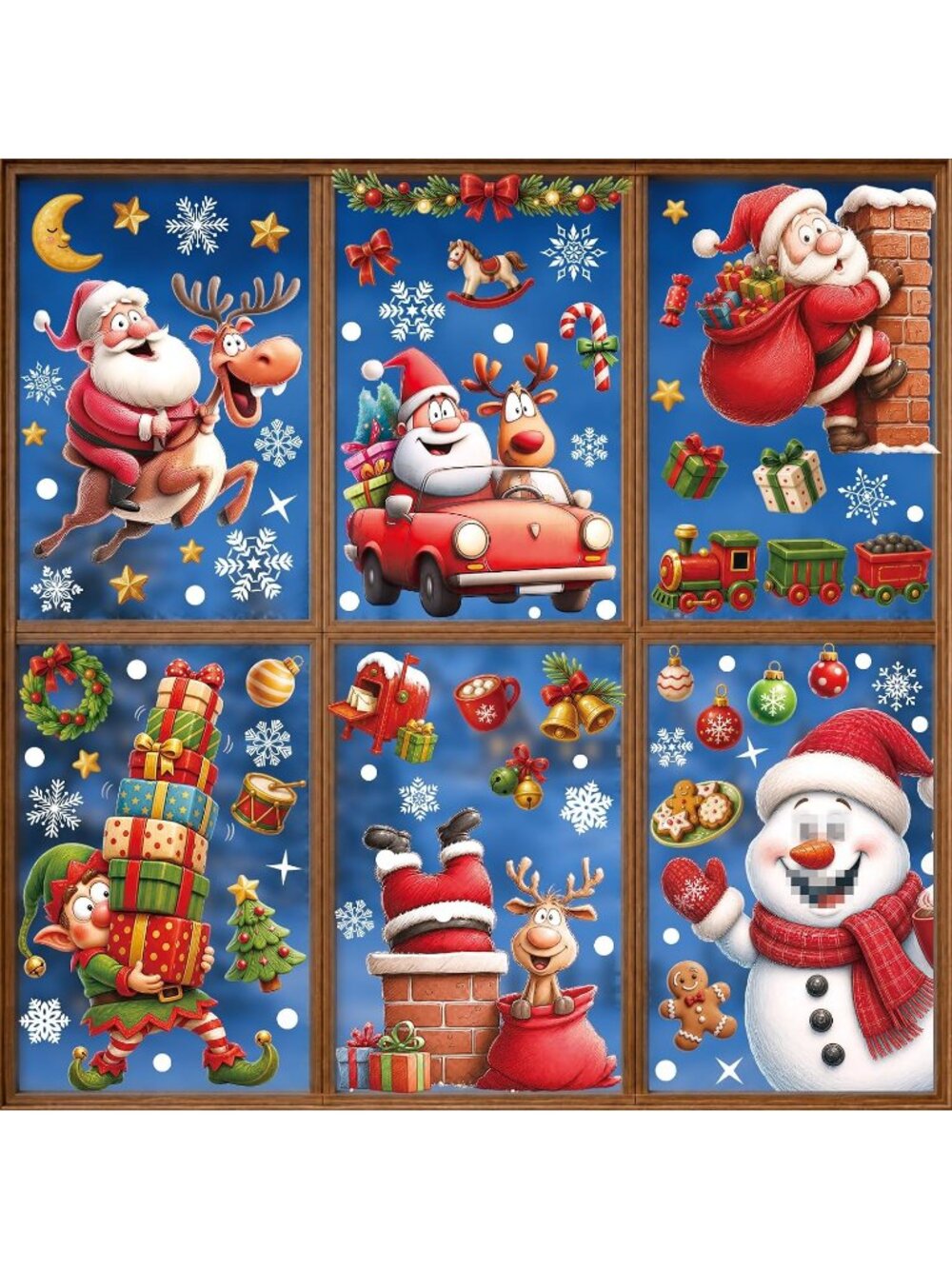 🎄Christmas Window Clings Funny Santa Stickers Decorations Xmas Decals Decor